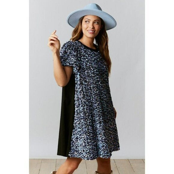 All That Glitters Sequin Shirt Dress in Black - Picture 5 of 10